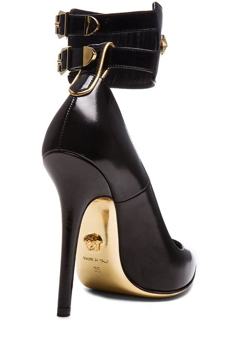 versace leather platform strappy pumps